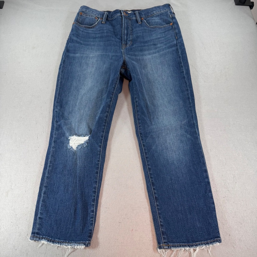 Madewell Perfect Vintage Crop Jeans 31 Distressed Raw Hem